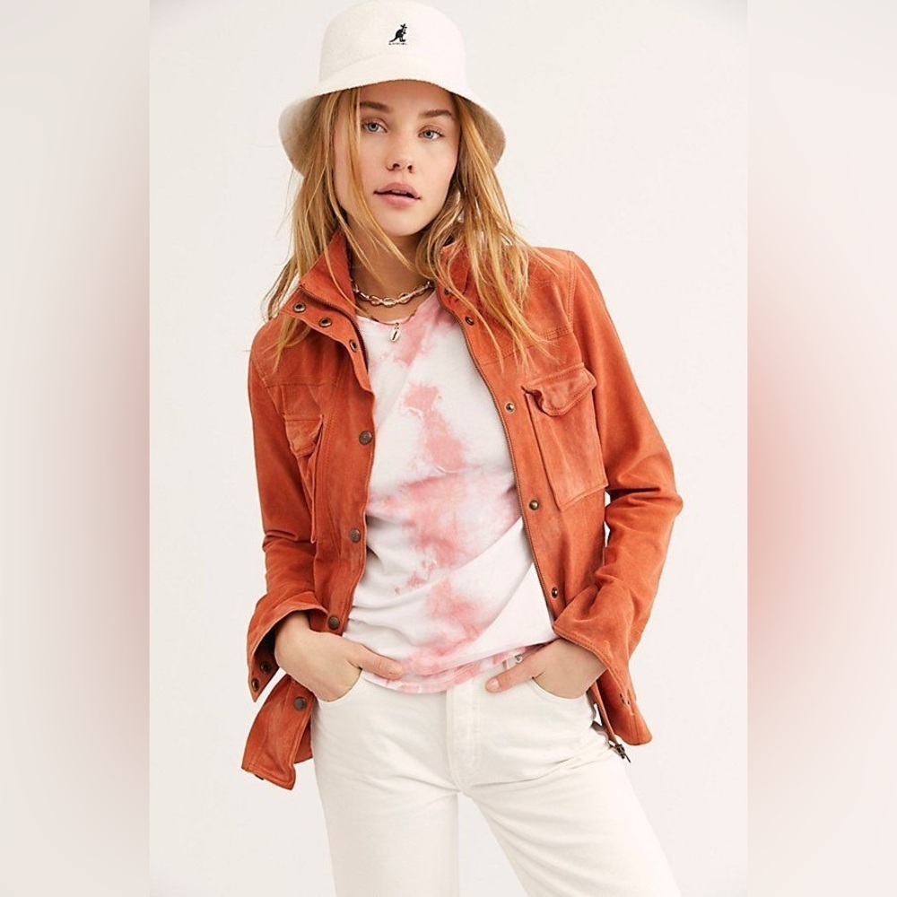 Free People Kimberly Suede Shirt Jacket in Spice ASO the Vampire Diaries